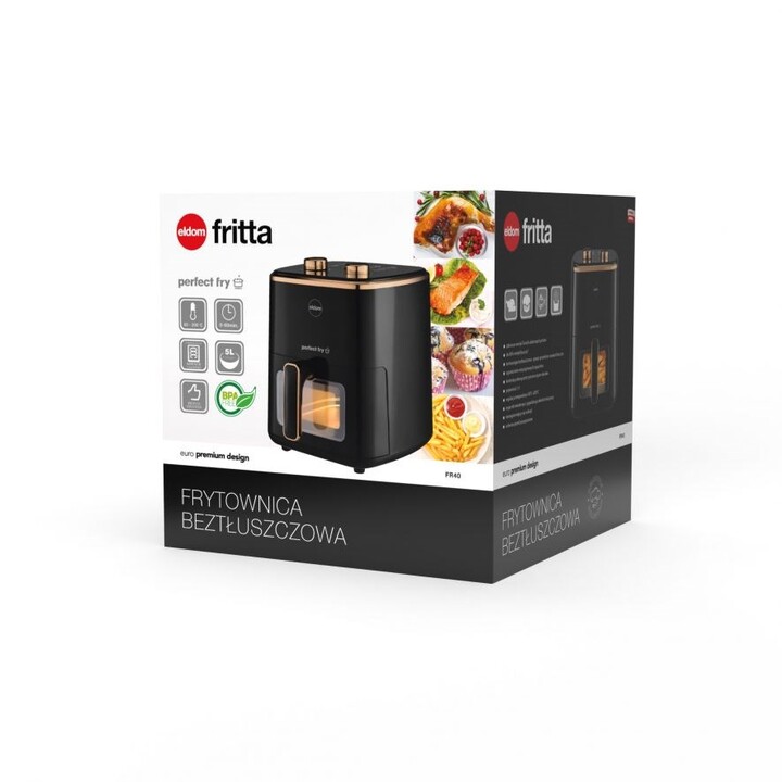 Fettfreie Fritteuse ELDOM FRITTA, Fassungsvermögen 5,0 l, regulierbar Temp., Uhr, 1500 W