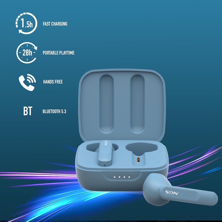 NGS Ártica Move Bluetooth Headphones with charging case/ 7h Autonomy/ Blue