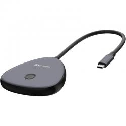 Verbatim Share My Screen 1080P WDA-01 Adaptador de vídeo sem fio USB Type-C/ 1xHDMI/ 1xUSB/ 1xUSB Type-C/ Cinza e preto