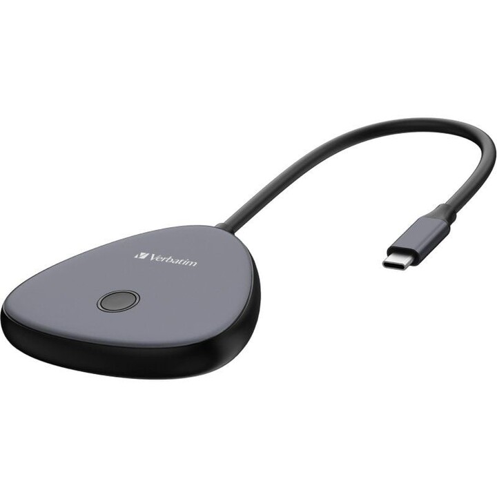 Adaptateur daffichage USB Type-C sans fil Verbatim Share My Screen 4K WDA-02/ 1xHDMI/ 1xUSB/ 1xUSB Type-C/ Gris et Noir