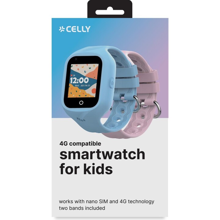 CELLY KIDSWATCH4G smartwatch per bambini 4G blu e rosa