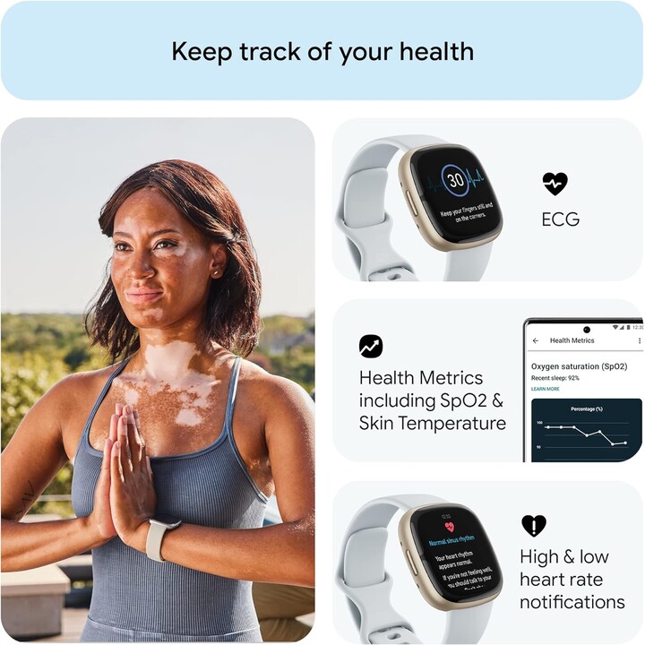 Fitbit Sense 2 Azul Névoa Alumínio Ouro