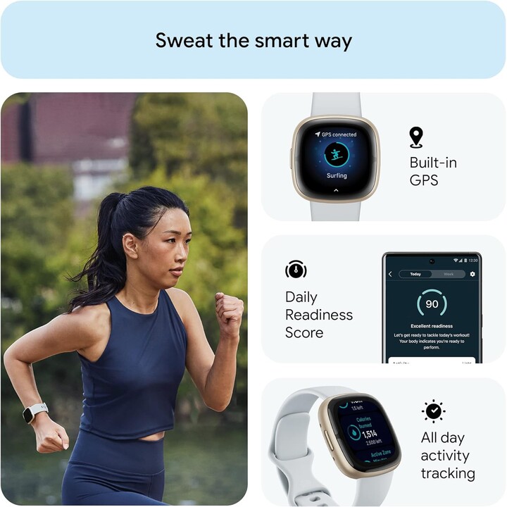 Fitibit Sense 2 Nebbia Blu Alluminio Oro