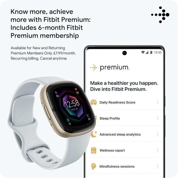 Fitbit Sense 2 Azul Névoa Alumínio Ouro