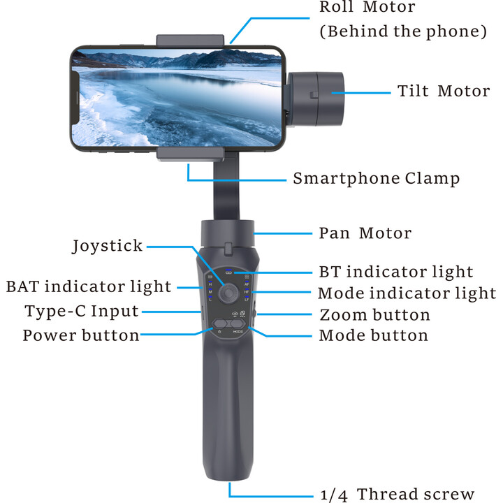 Gimbal F10 Pro 3 Ejes Negro - Estabilizador de smartphone