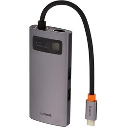 Baseus Metal Gleam Series 4 em 1 USB-C Hub Docking Station para Mobile Tablet/Smartphone Prata