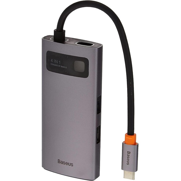 Baseus Metal Gleam Series 4-in-1 USB-C Hub Docking Station for Mobile Tablet/Smartphone Silver