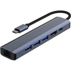 Hub 2210 6 in 1 USB Typ-C auf USB 3.2/HDMI/USB Typ C Schwarz