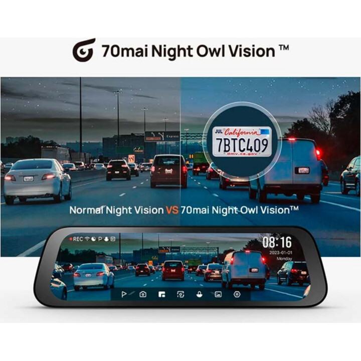 Kit de Câmaras para Carro 70mai S500 Retrovisor Dash Cam + Câmara Traseira RC13