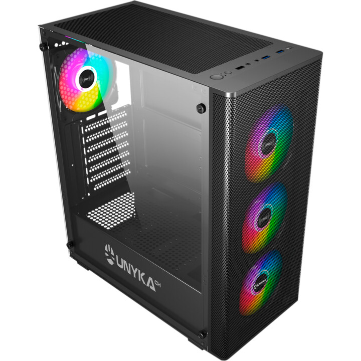 UNYkach Mir 100 ATX Gaming ARGB Case Black
