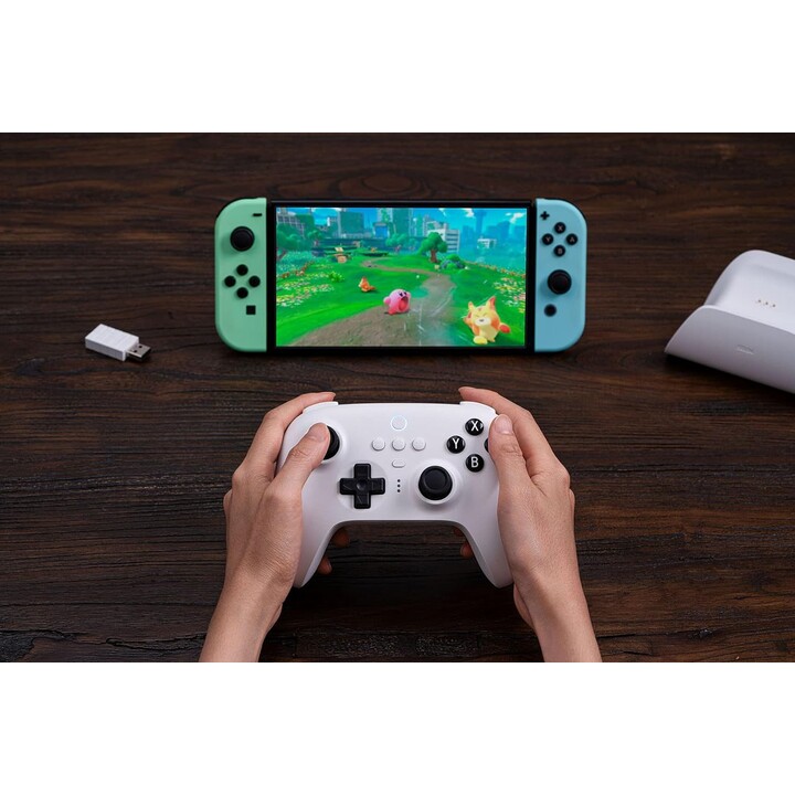 8BitDo Gamepad Nintendo Switch PC Ultimate Bluetooth 5.0 Controlador com Base de Carregamento Branco