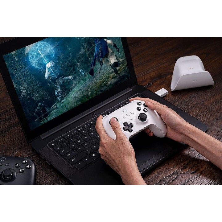 8BitDo Gamepad Nintendo Switch PC Ultimate Bluetooth 5.0 Controller mit Ladestation Weiß
