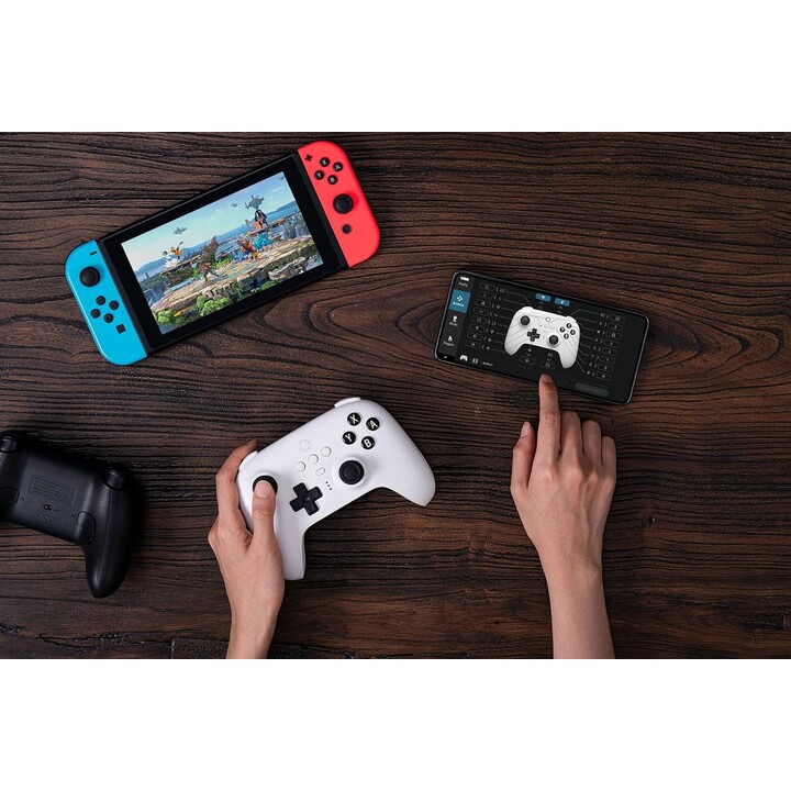 8BitDo Gamepad Nintendo Switch PC Ultimate Bluetooth 5.0 Controller with Charging Base White