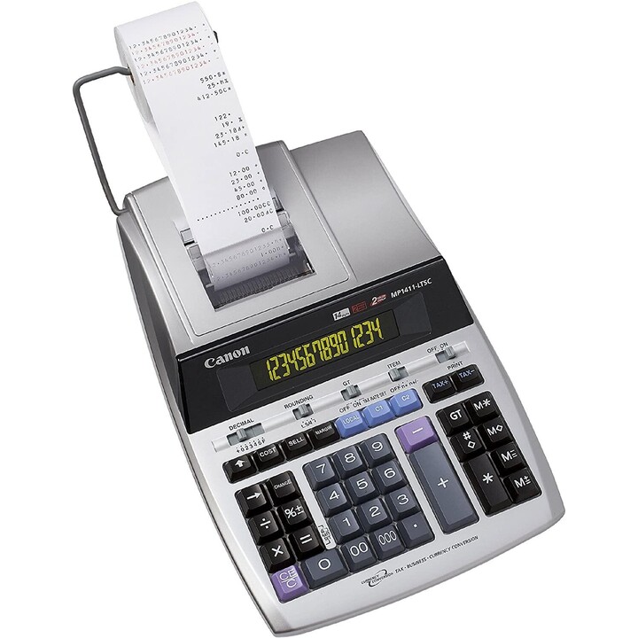 Calculadora de mesa de impressão Canon MP1411-LTSC Visor bicolor de 14 dígitos