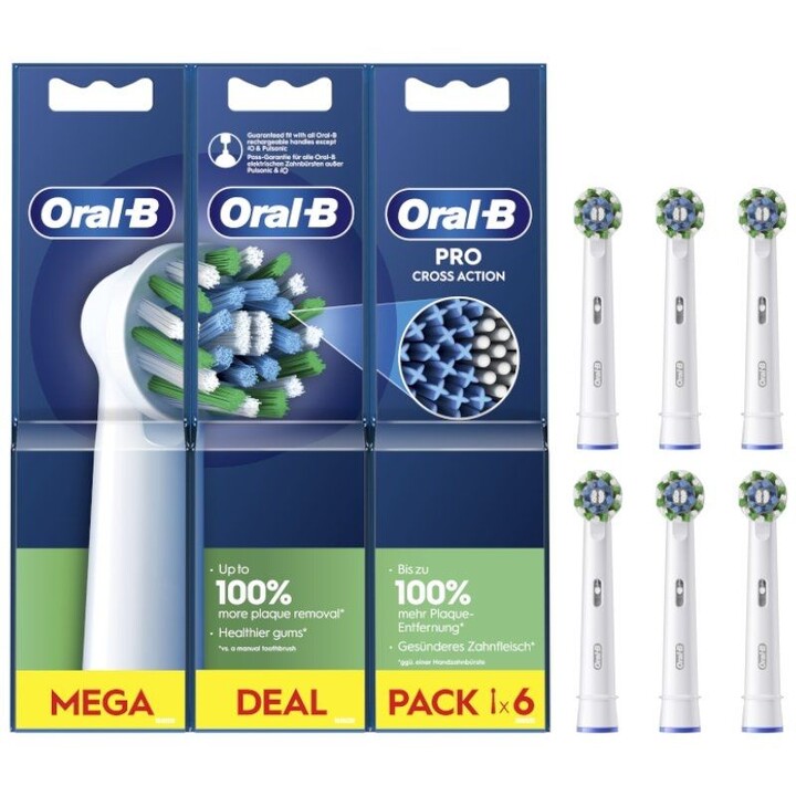 Braun Tête de brosse de rechange pour Braun Oral-B Pro Cross Action/Pack 6 unités