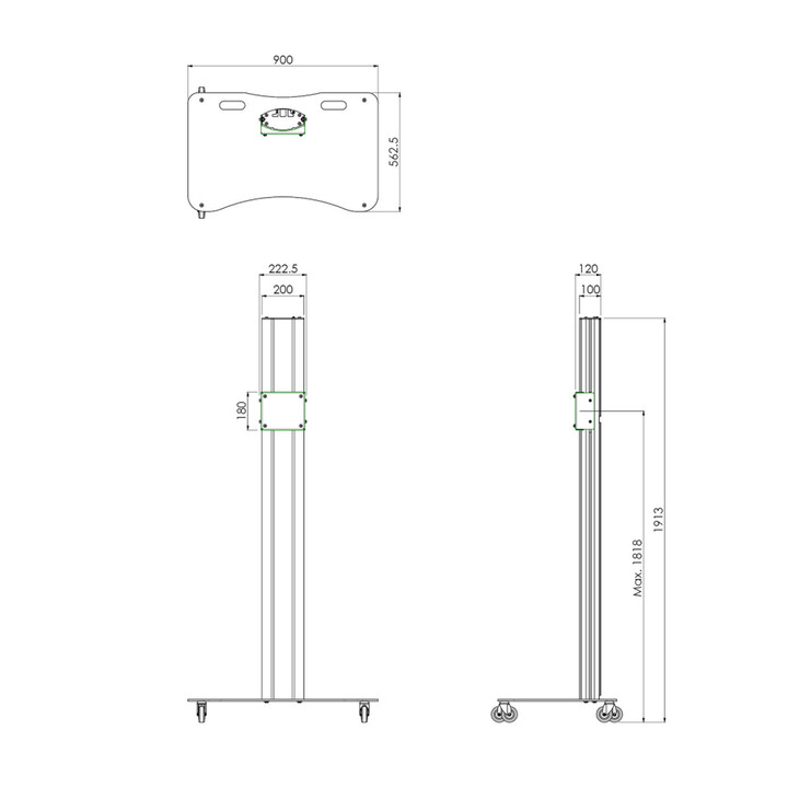 Carrello, installazione fissa, per pannelli piatti Max. 65 pollici, 60 chilogrammi
