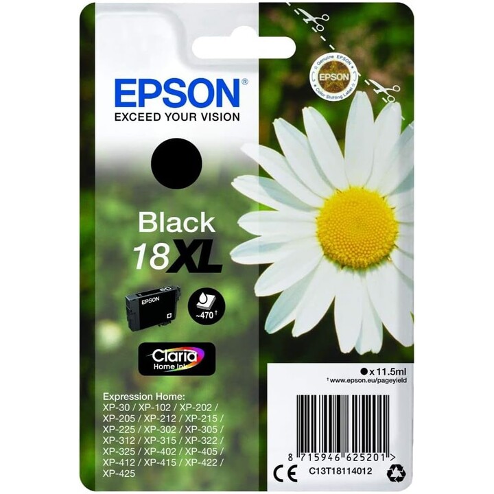 Cartuccia nera Epson 18XL xp-102 xp-202 xp-205 xp-302 xp-305 xp-402 xp-405