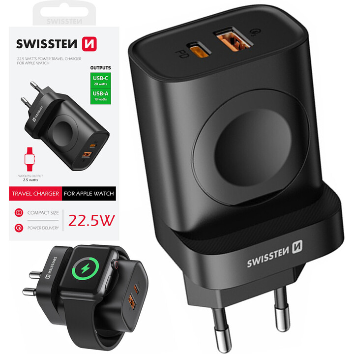 Travel Charger 1Xusb-A, 1Xusb-C And Iwatch