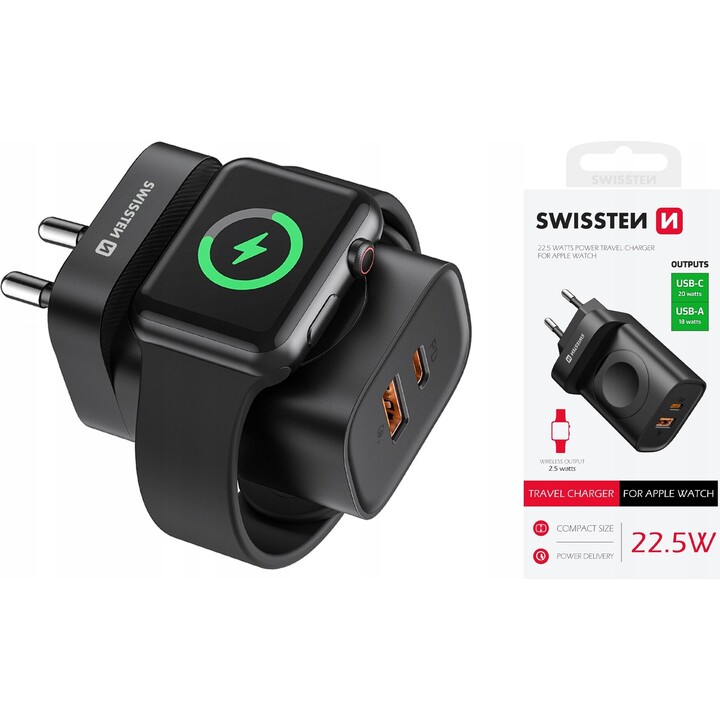 Caricabatterie da viaggio 1Xusb-A, 1Xusb-C e Iwatch