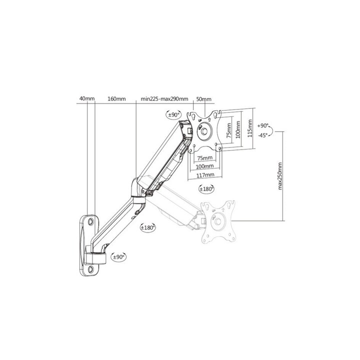 SUPORTE EQUIPAMENTO MONITOR 17"-32" PAREDE 9KG 450MM
