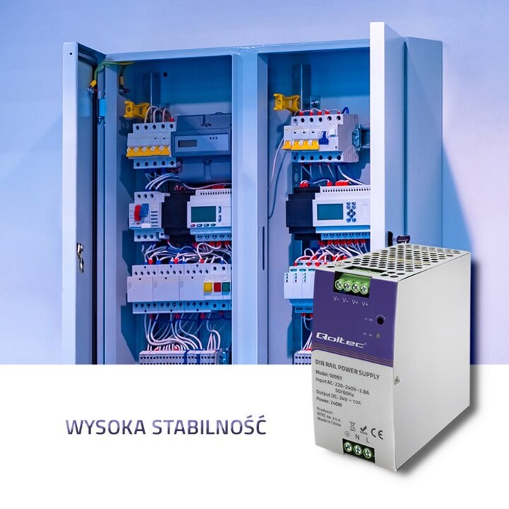 Fonte de alimentação em trilho DIN Qoltec 50997 | 240W | 24V | 10A