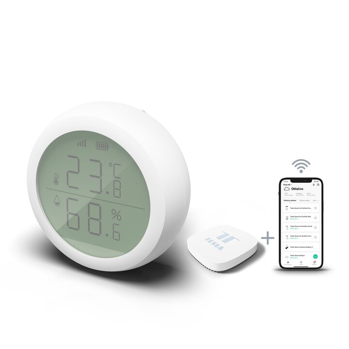 Temperatur- und Luftfeuchtigkeitssensor mit LCD TESLA TSL-SEN-TAHLCD Smart Sensor Temperatur- und Luftfeuchtigkeitsanzeige
