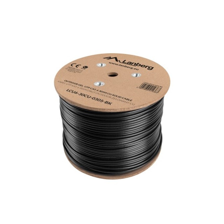 Lanberg LCU6-30CU-0305-BK cable de red Negro 305 m Cat.6 U/UTP (UTP) outdoor