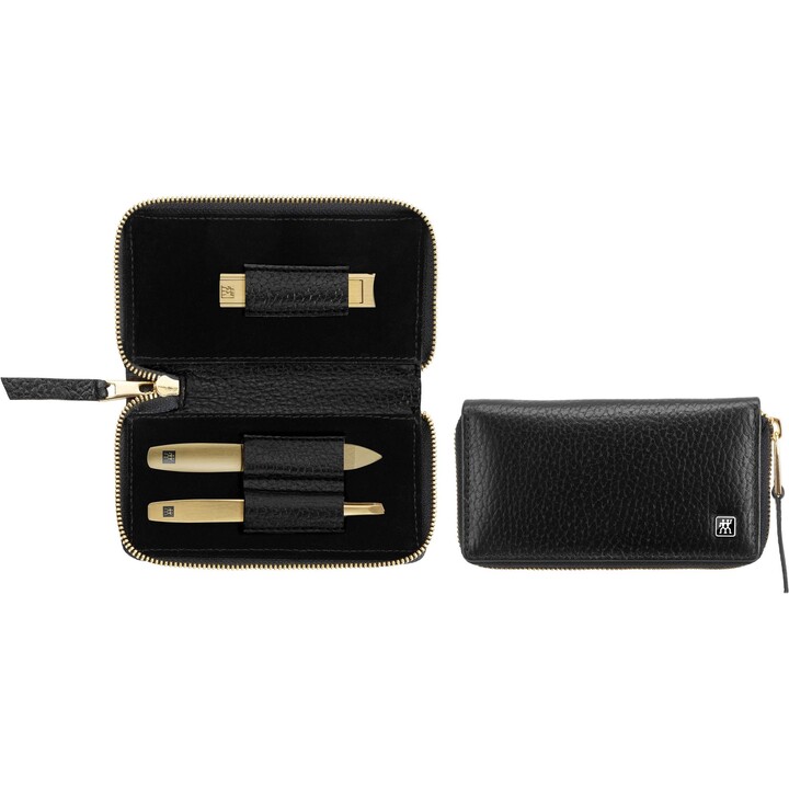 ZWILLING Twinox Gold Edition set de manicura 97746-004-0 - estuche de piel negro 3 piezas - negro