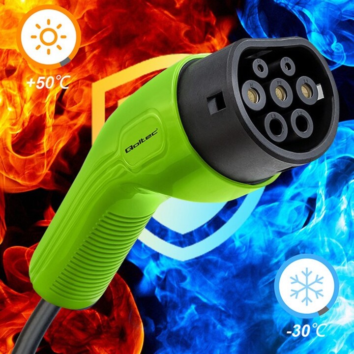 Qoltec 52473 Câble EV de type 2 pour le chargement de voiture | 400 V | 11 kW | 16A | 5m