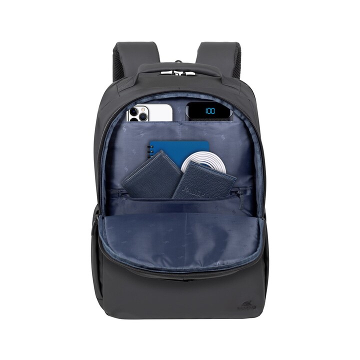 Mochila RIVACASE 8435 para portátil de 17,3" Tegel ECO, negra, material impermeable, eco rPet, bolsillos para smartphone, docume
