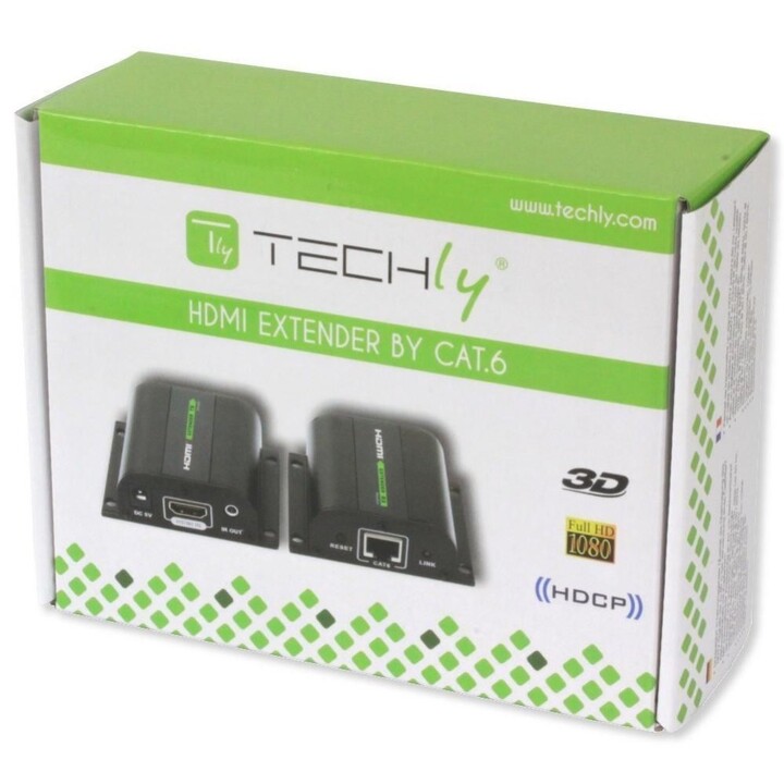 Techly IDATA EXT-E70I audio/video extender AV signal transmitter and receiver Black
