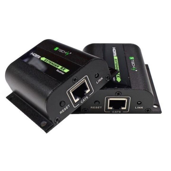 Techly IDATA EXT-E70I audio/video extender AV signal transmitter and receiver Black