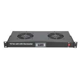 Extralink 19-Zoll-Rackmontage-Lüfterfeld (2 Lüfter) mit Thermostat-Lüfterfeld