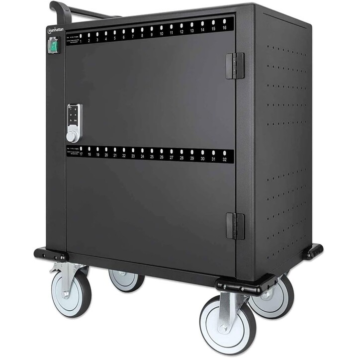 Manhattan 716000 Chariot et armoire pour appareils portables Chariot de gestion et de chargement des appareils portables Noir