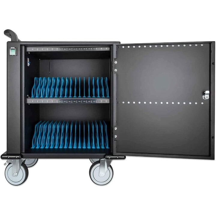 Manhattan 716000 Chariot et armoire pour appareils portables Chariot de gestion et de chargement des appareils portables Noir