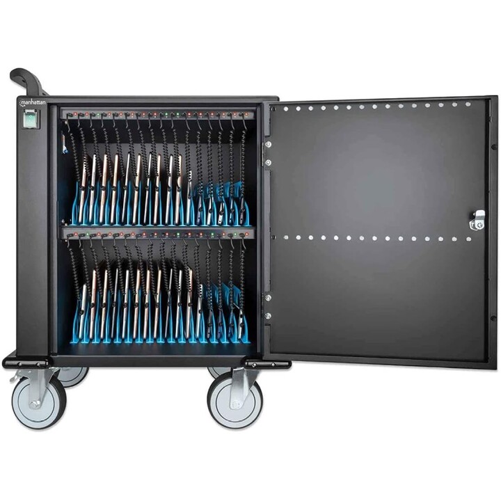 Manhattan 716000 Chariot et armoire pour appareils portables Chariot de gestion et de chargement des appareils portables Noir