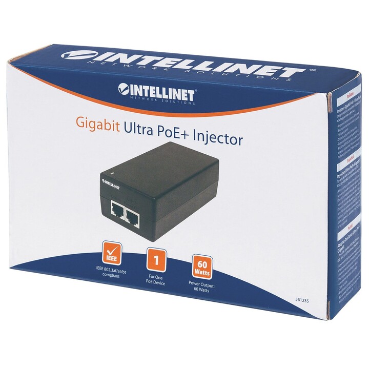 Intellinet 561235 48-V-Gigabit-Ethernet-PoE-Adapter und -Injektor