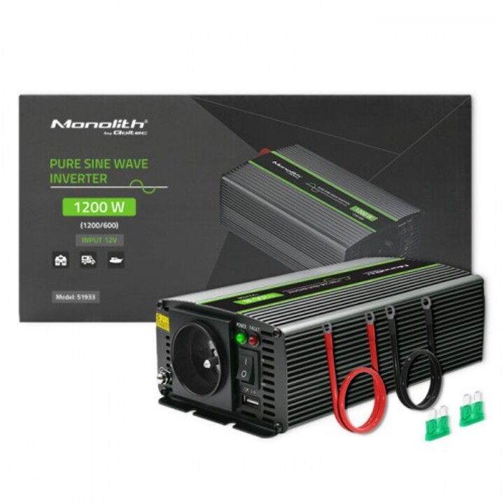 Alimentatore e inverter Qoltec Monolith Auto 1200 W Nero