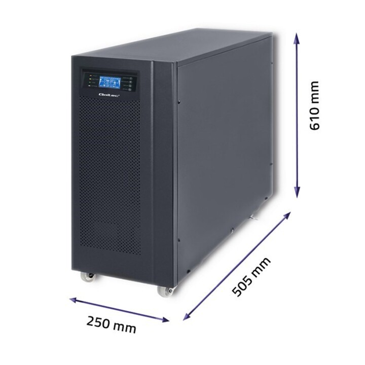 Qoltec 53044 Sistema de alimentación ininterrumpida UPS | En línea | Onda sinusoidal pura | 10kVA | 8kW | LCD | USB