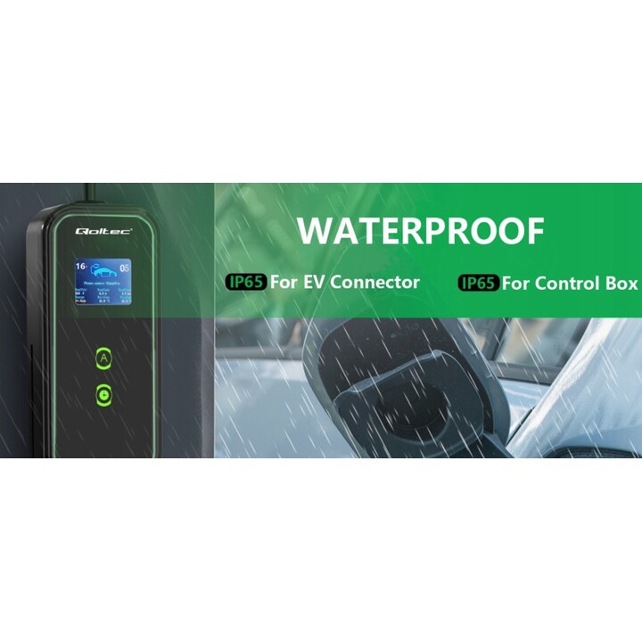 Qoltec 52471 Caricatore mobile EV 2 in 1 tipo2 | 7kW| 230 V | CEE 5 PIN