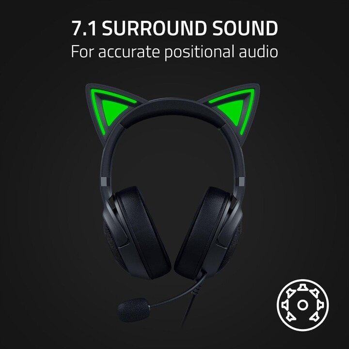 Casque Razer Kraken Kitty V2, microphone filaire supra-auriculaire, suppression du bruit