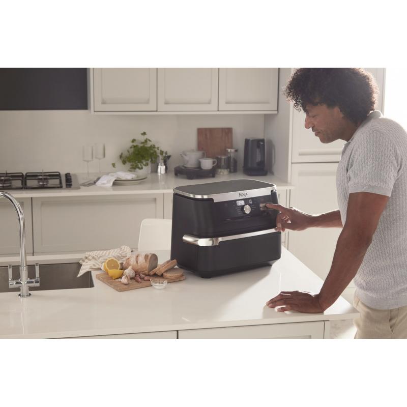 Ninja AF500EU freidora Doble 10,4 L Independiente 2470 W Freidora de aire caliente Negro, Acero inoxidable