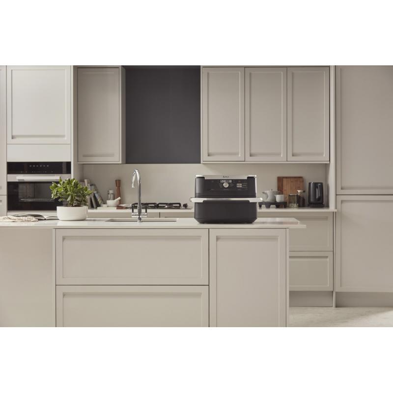 Ninja AF500EU freidora Doble 10,4 L Independiente 2470 W Freidora de aire caliente Negro, Acero inoxidable