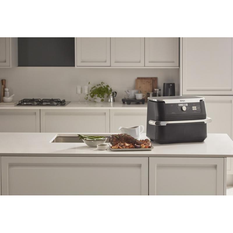 Ninja AF500EU freidora Doble 10,4 L Independiente 2470 W Freidora de aire caliente Negro, Acero inoxidable