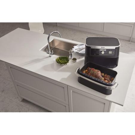 Ninja AF500EU freidora Doble 10,4 L Independiente 2470 W Freidora de aire caliente Negro, Acero inoxidable