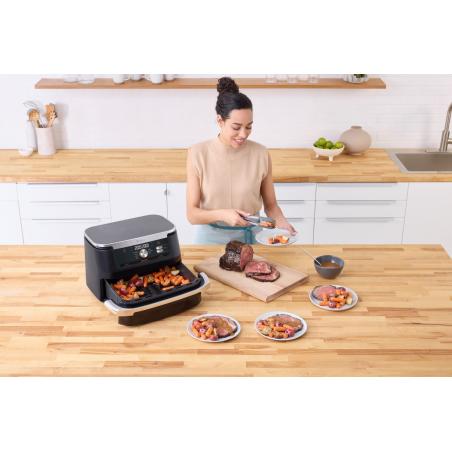 Ninja AF500EU freidora Doble 10,4 L Independiente 2470 W Freidora de aire caliente Negro, Acero inoxidable