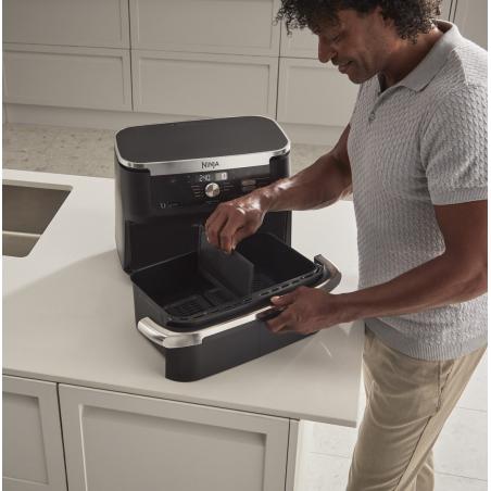 Ninja AF500EU freidora Doble 10,4 L Independiente 2470 W Freidora de aire caliente Negro, Acero inoxidable