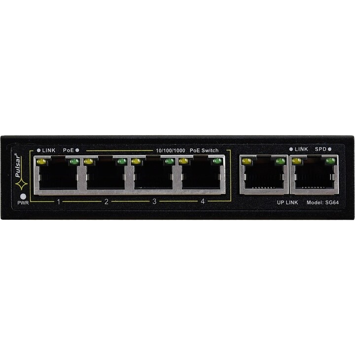 Interruptor PULSAR SG64 4+2 PoE preto
