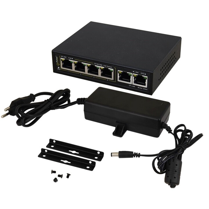 Interruptor PULSAR SG64 4+2 PoE preto