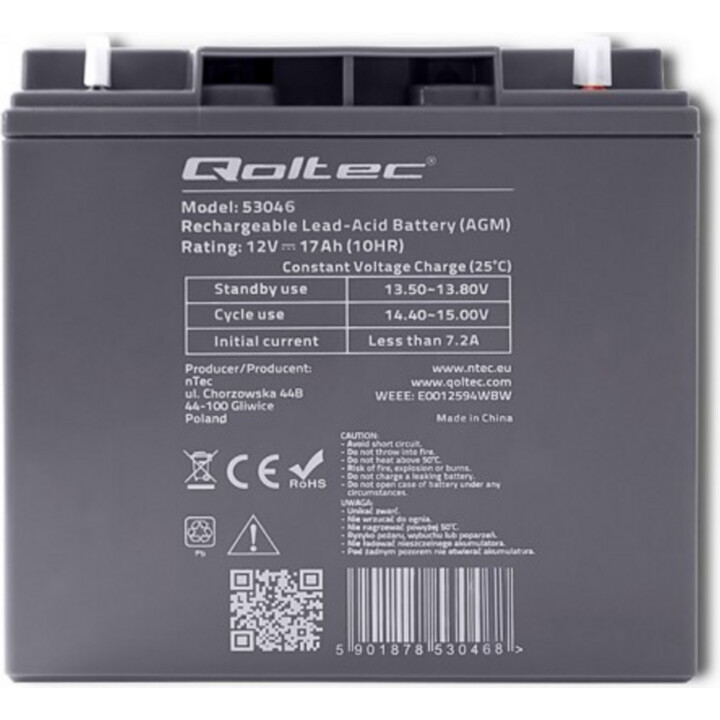 Caixa de módulo de bateria Qoltec | 17Ah | 12kW